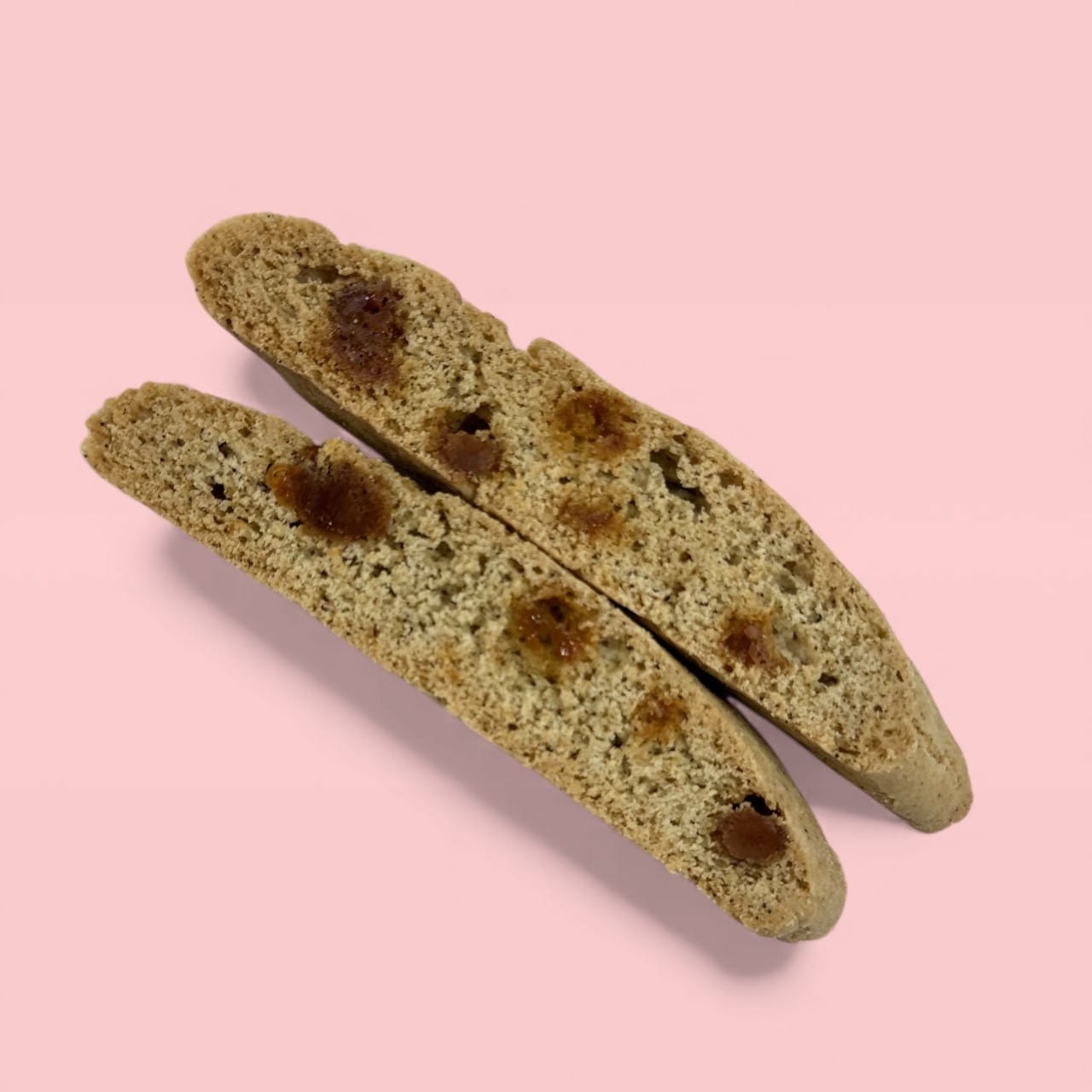 Gluten-friendly Joe Momma biscotti with caramel, coffee liqueur and espresso where you can see pieces of chewy caramel